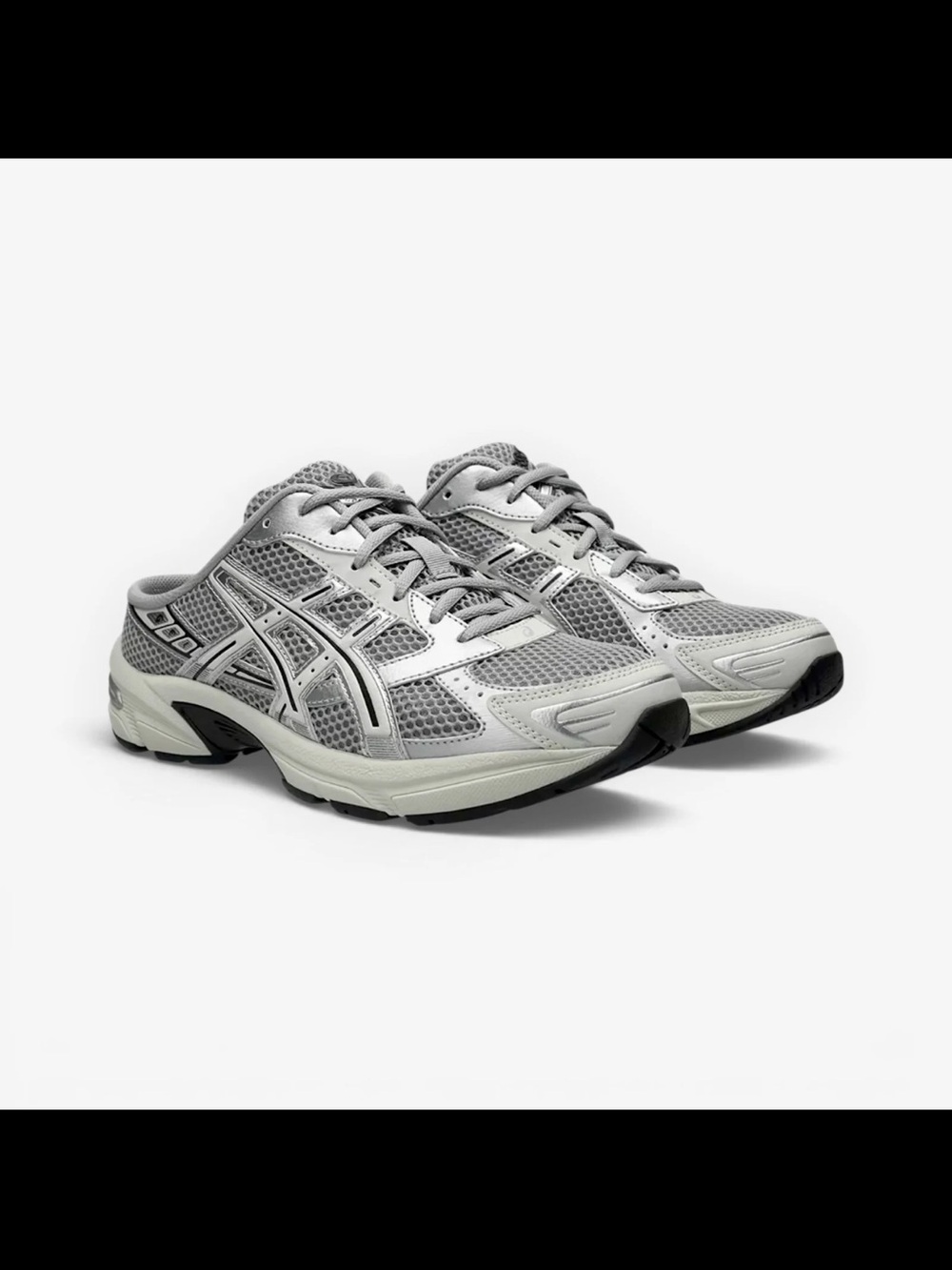 Asics Women's Silver and Gray Mesh mule Sneakers